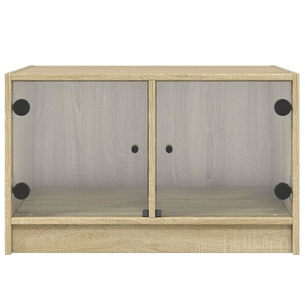 vidaXL Τραπεζάκι Σαλονιού Sonoma Δρυς 68x50x42 εκ. με Γυάλινες Πόρτες