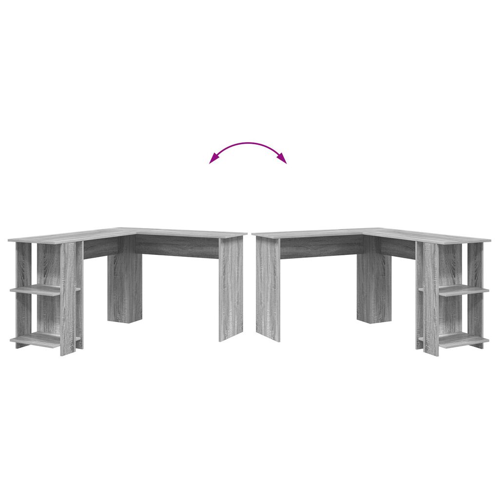 vidaXL Γκρίζο Γωνιακό Γραφείο Γκρίζο Sonoma MDF Κανονικό