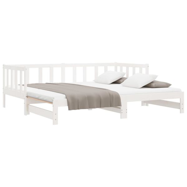 vidaXL Καναπές Κρεβάτι Λευκός 2 x (90 x 200) εκ. από Μασίφ Ξύλο Πεύκου