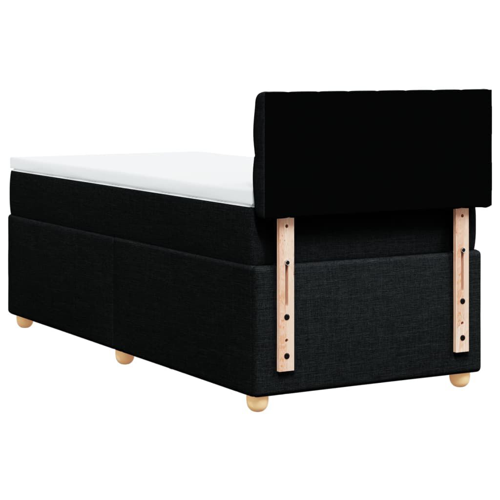 vidaXL Κρεβάτι Boxspring με Στρώμα Μαύρο 100 x 200 εκ. Υφασμάτινο