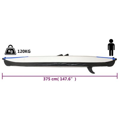 vidaXL Καγιάκ Φουσκωτό Μπλε 375 x 72 x 31 εκ. από Πολυεστέρα