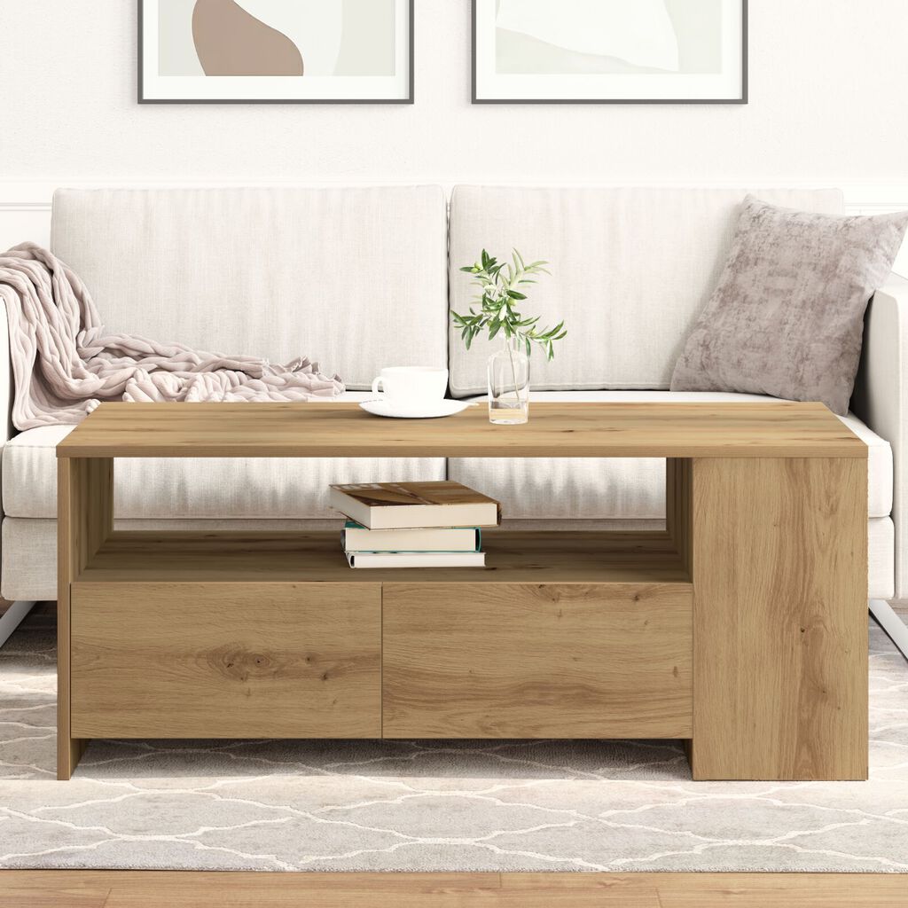 vidaXL Τραπέζι του καφέ - Δρυς Artisan - 102x55x43.5 εκ - Κατασκευασμένο από Επεξεργασμένο Ξύλο