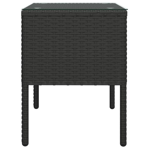 vidaXL Βοηθητικό Τραπεζάκι Μαύρο 53x37x48 εκ Συνθ. Ρατάν/ Ψημένο Γυαλί