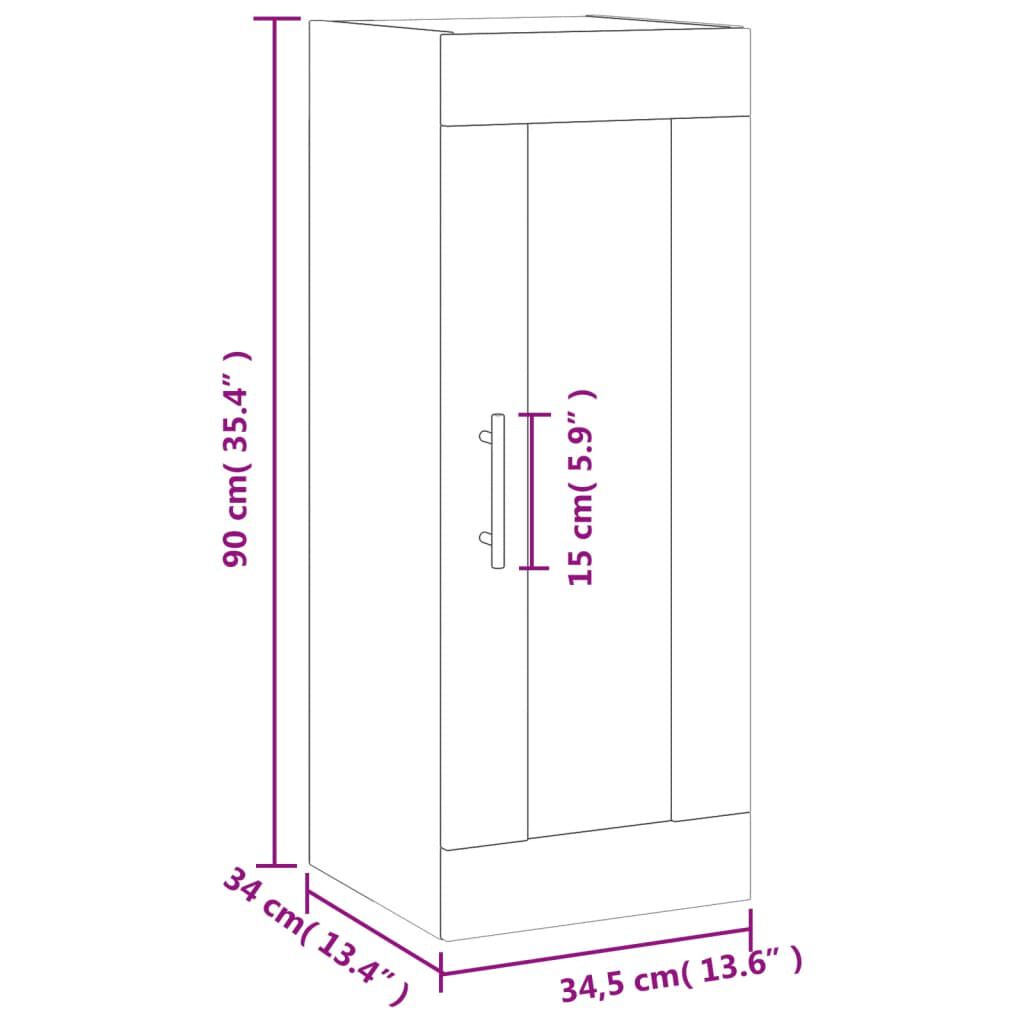 vidaXL Ντουλάπι Τοίχου Καπνιστή Δρυς 34,5 x 34 x 90 εκ.