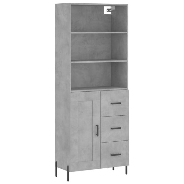 vidaXL Ντουλάπι Γκρι Σκυροδέματος 69,5x34x180 εκ. Επεξεργασμένο Ξύλο
