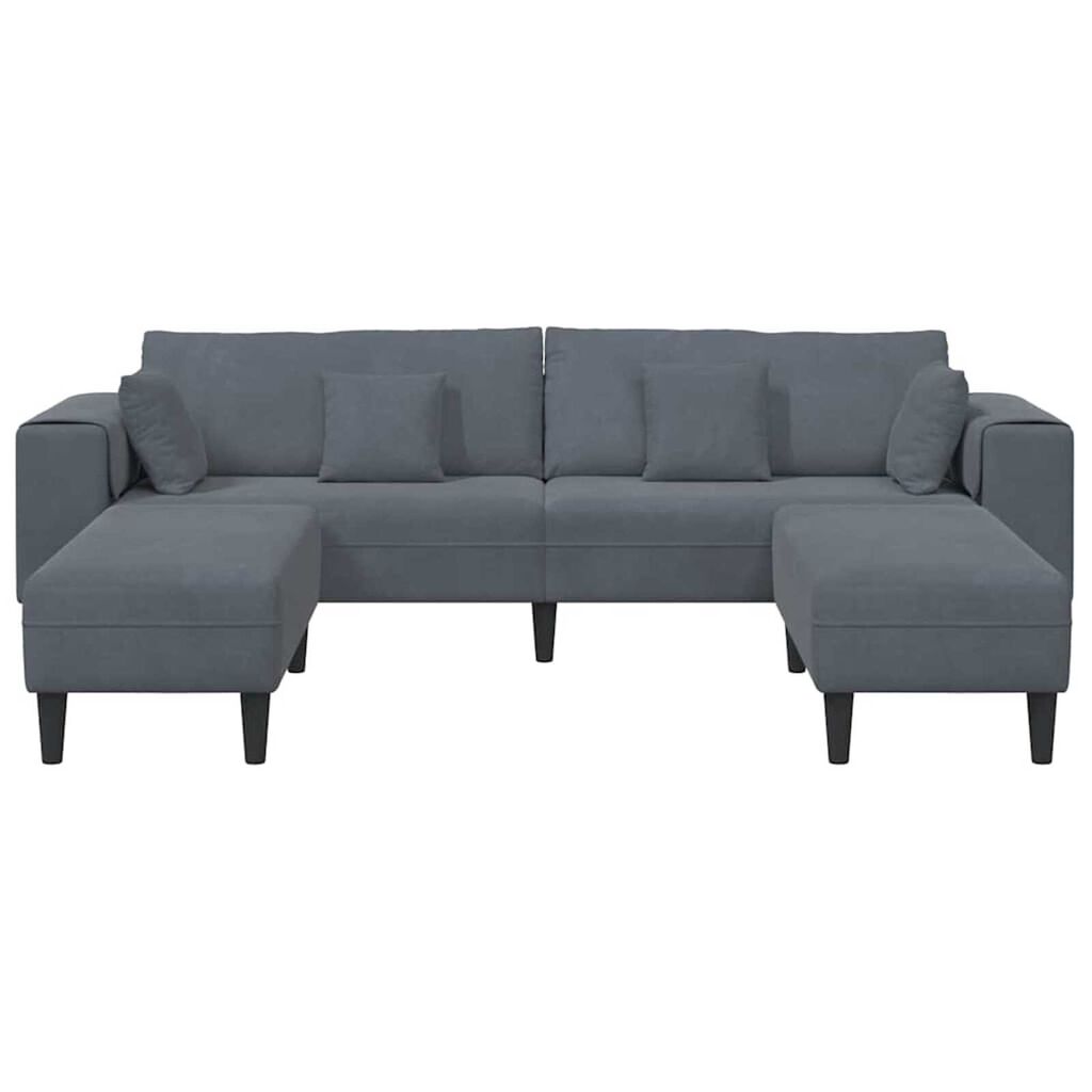 vidaXL Βελούδινος καναπές 3 pcs Σκούρο Γκρι 208 εκ. Βελούδο