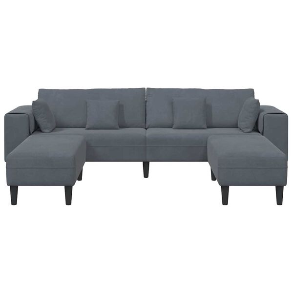 vidaXL Βελούδινος καναπές 3 pcs Σκούρο Γκρι 208 εκ. Βελούδο