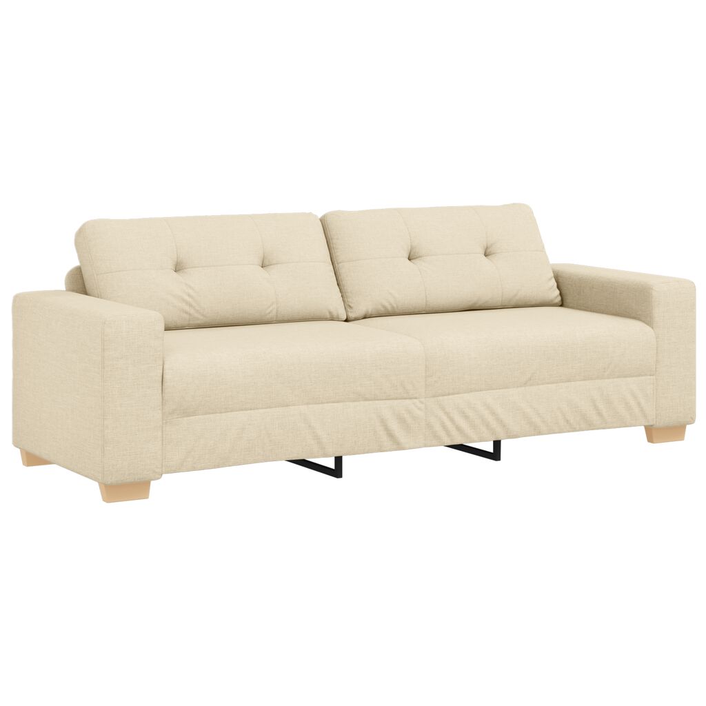 vidaXL Σετ Καναπέ με μαξιλάρι με μαξιλάρι 3 pcs Κρεμ ύφασμα