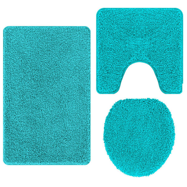 vidaXL Πατάκι μπάνιου 3 pcs Τιρκουάζ 50 x 50 cm Πολυπροπυλένιο