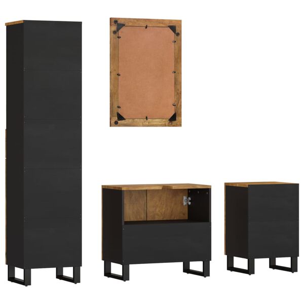 vidaXL Έπιπλα Μπάνιου Σετ 4 Τεμαχίων από Μασίφ Ξύλο Μάνγκο