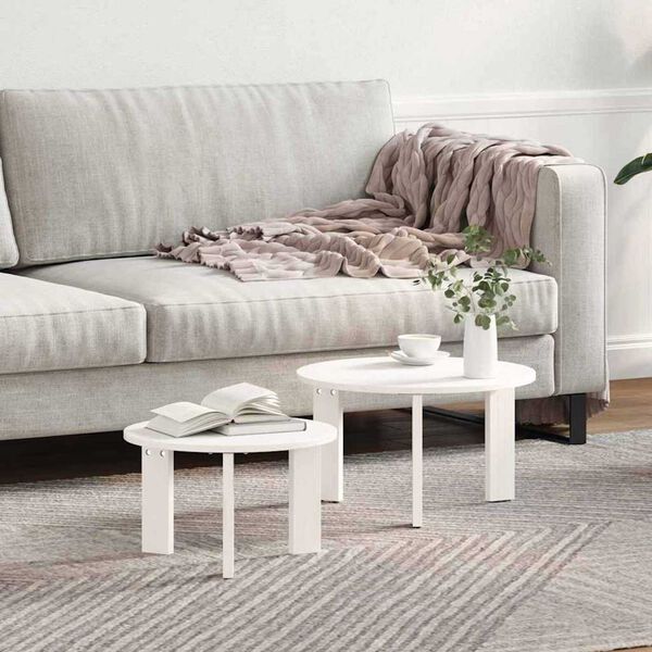 vidaXL Τραπεζάκι σαλονιού 2 pcs Λευκό 47.5 x 47.5 x 27 εκ.