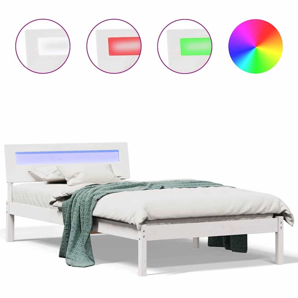 vidaXL Σκελετός Κρεβατιού Λευκό 90 x 190 cm Μασίφ ξύλο πεύκου