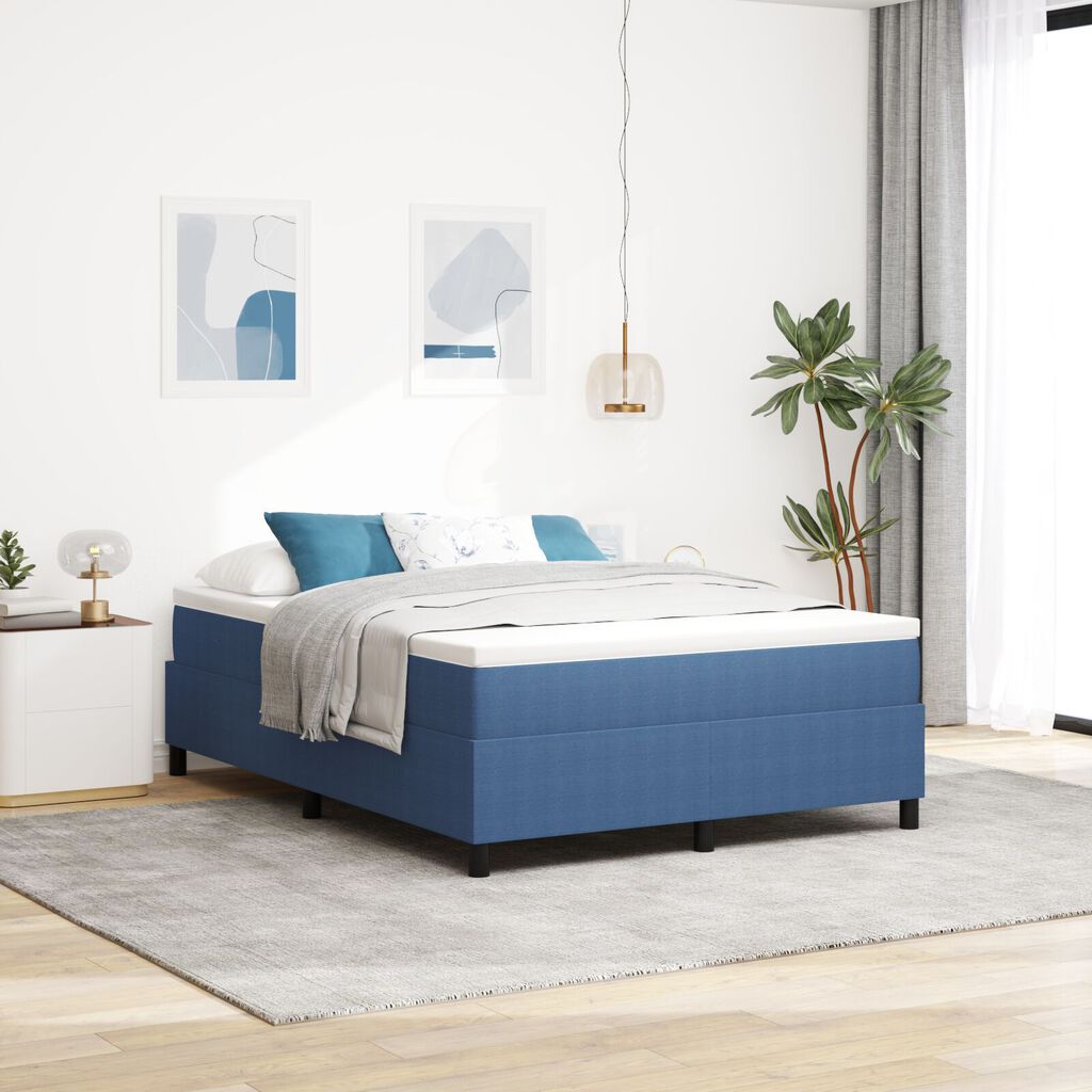 vidaXL Κρεβάτι με ελατήριο Μπλε 160x200 εκ. από Κορντούρα