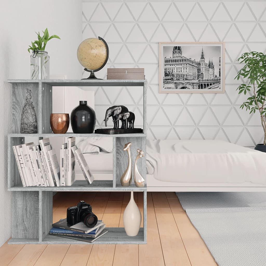vidaXL Βιβλιοθήκη/Διαχωρ. Χώρου Γκρι Sonoma 80x24x96 εκ. Επεξεργ. Ξύλο
