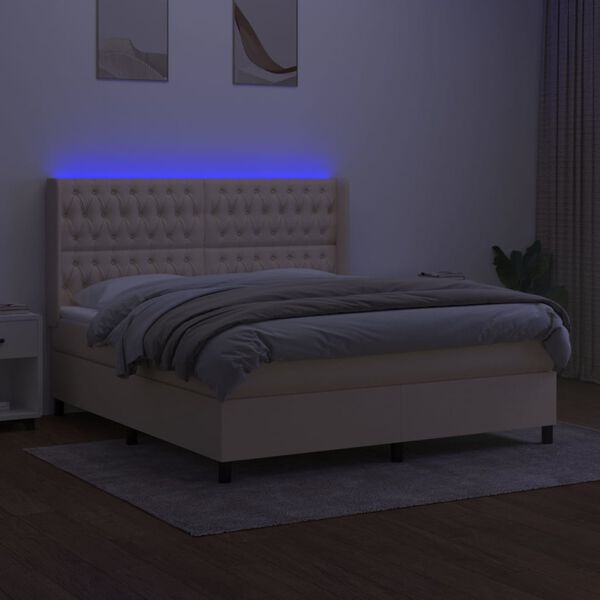 vidaXL &Kappa;&rho;&epsilon;&beta;ά&tau;&iota; Boxspring &mu;&epsilon; &Sigma;&tau;&rho;ώ&mu;&alpha; & LED &Kappa;&rho;&epsilon;&mu; 160x200 &epsilon;&kappa;. &Upsilon;&phi;&alpha;&sigma;&mu;ά&tau;&iota;&nu;&omicron;