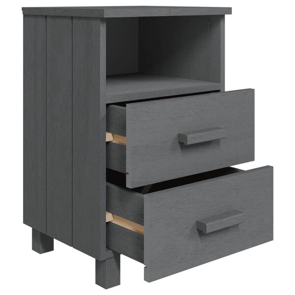 vidaXL Κομοδίνο HAMAR 2 Τεμ. Σκ. Γκρι 40x35x62 εκ. Μασίφ Ξύλο Πεύκου