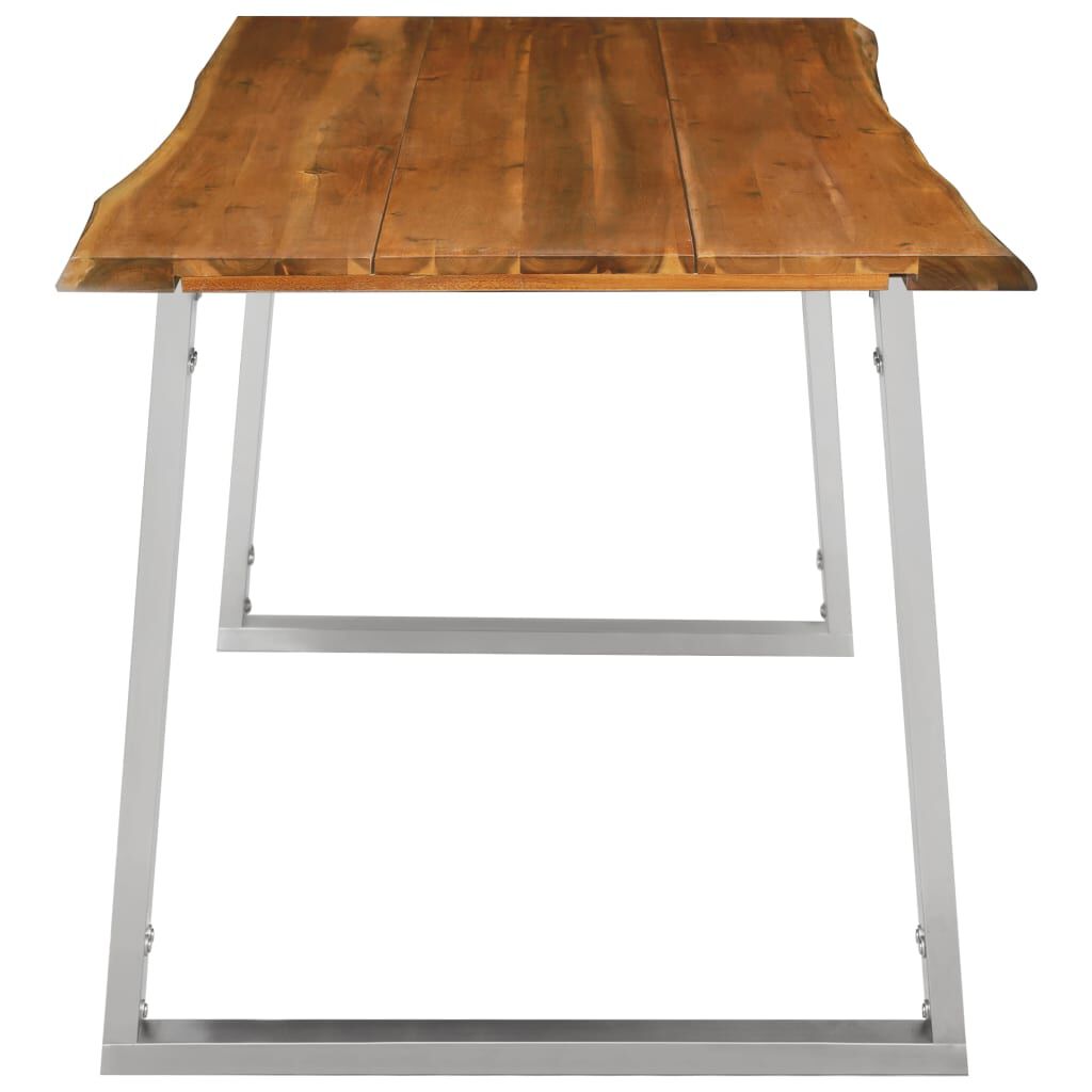 vidaXL Τραπεζαρία 160x80x75 εκ. Μασίφ Ξύλο Ακακίας / Ανοξείδωτο Ατσάλι