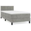 vidaXL Κρεβάτι Boxspring με Στρώμα Ανοιχτό Γκρι 90x190 εκ. Βελούδινο