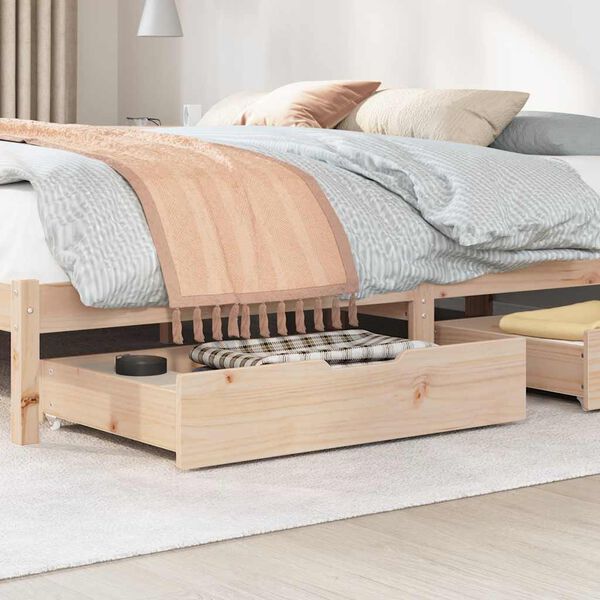 vidaXL Συρτάρια Κρεβατιού με Ροδάκια 2 τεμ. 80x55x17 εκ. Μασίφ Πεύκο