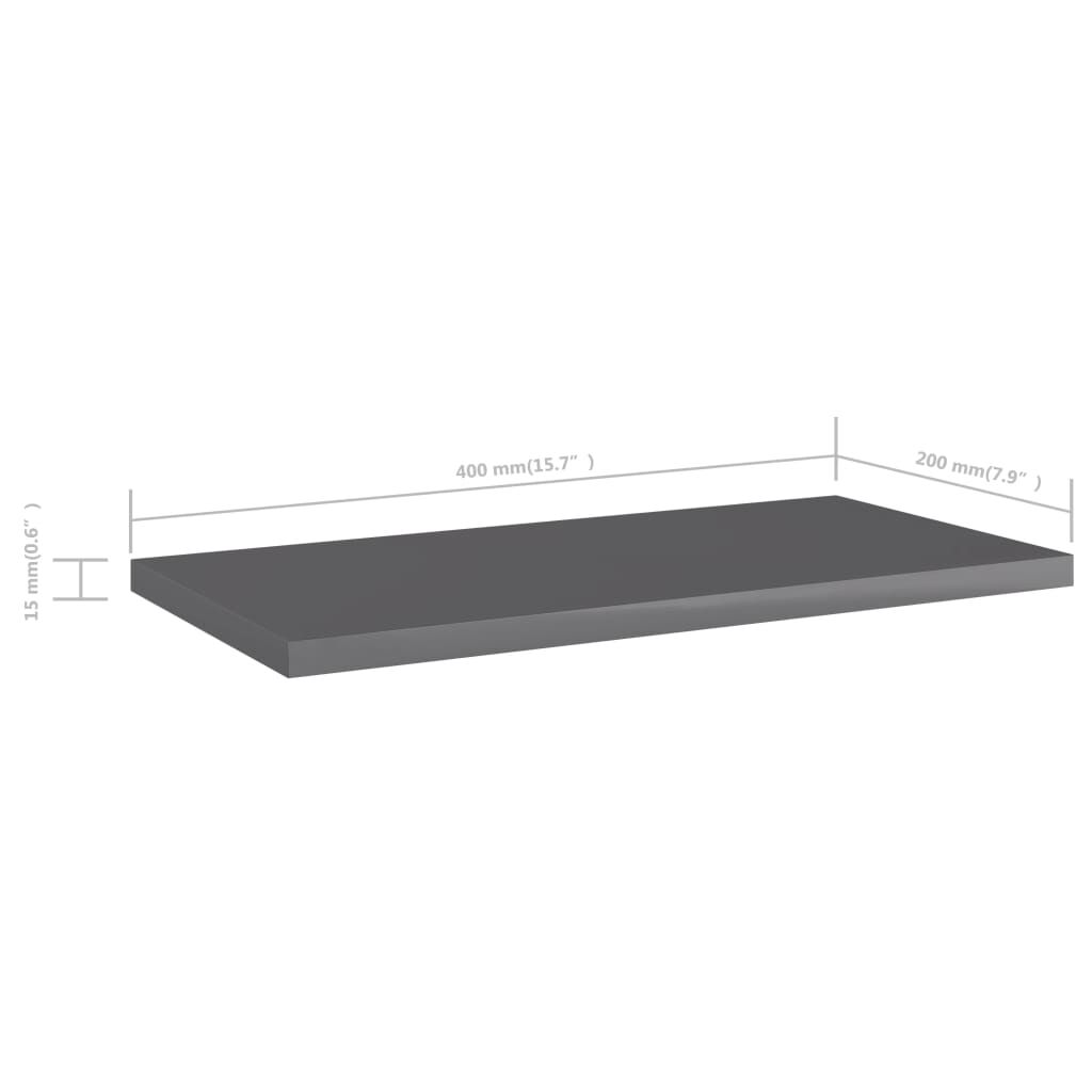 vidaXL Ράφια Βιβλιοθήκης 4 τεμ. Γυαλ. Γκρι 40x20x1,5 εκ. Μοριοσανίδα