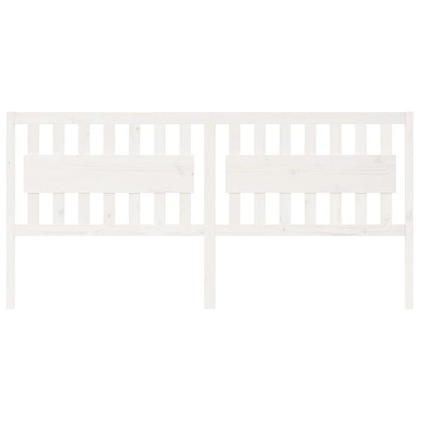 vidaXL Κεφαλάρι κρεβατιού Λευκό 205,5x4x100 εκ. από Μασίφ Ξύλο Πεύκου