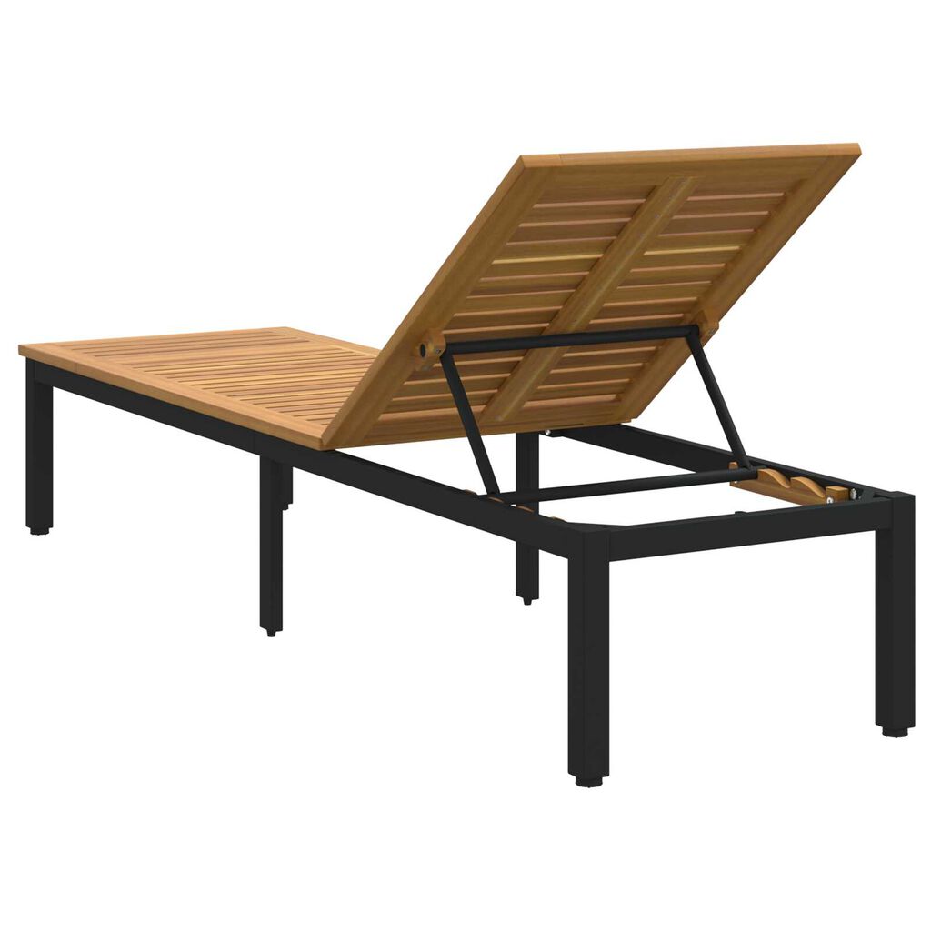 vidaXL Ξαπλώστρα 1-πρόσωπο Μαύρο 200 x 55 x 35 εκ. Μασίφ ξύλο ακακίας