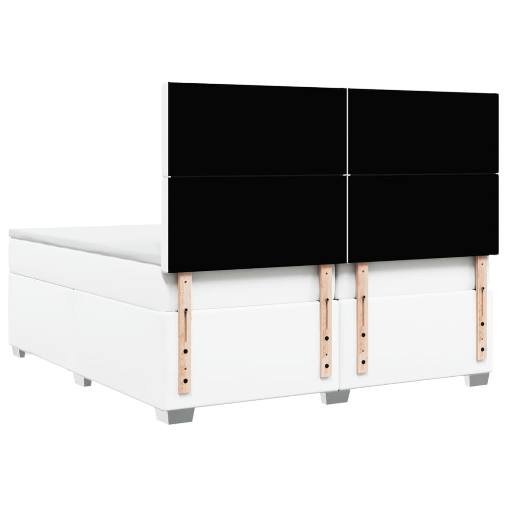 vidaXL Κρεβάτι Boxspring με Στρώμα Λευκό 200x200 εκ. Συνθετικό Δέρμα