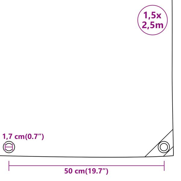 vidaXL Μουσαμάς Γκρι 1,5 x 2,5 μ. 650 γρ./μ²