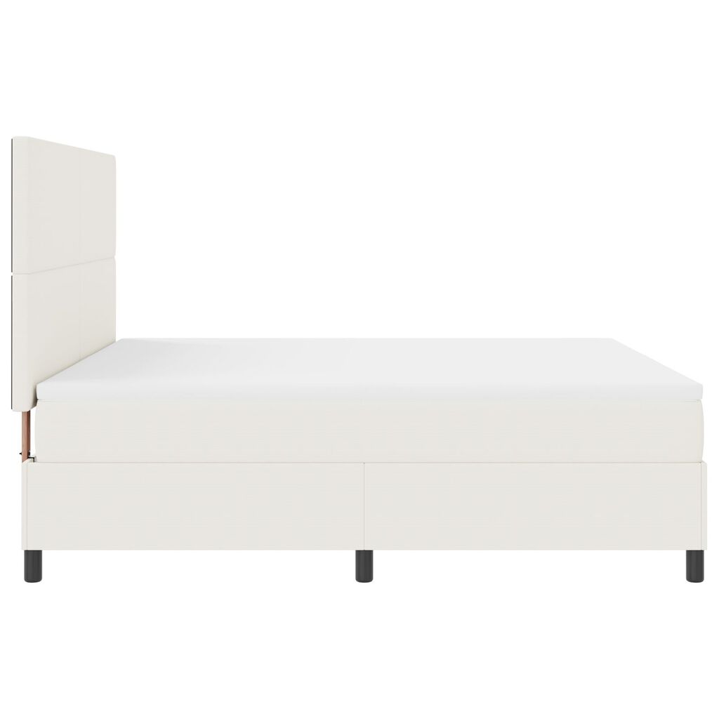 vidaXL Κρεβάτι Box Spring με Στρώμα & LED Κρεμ Υφάσματος Κόρντουρα