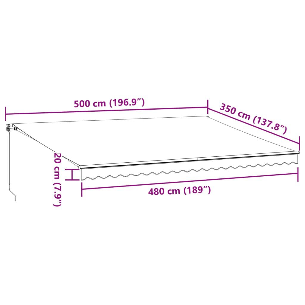 vidaXL Τέντα Πτυσσόμενη Χειροκίνητη Καφέ 500x350 εκ.