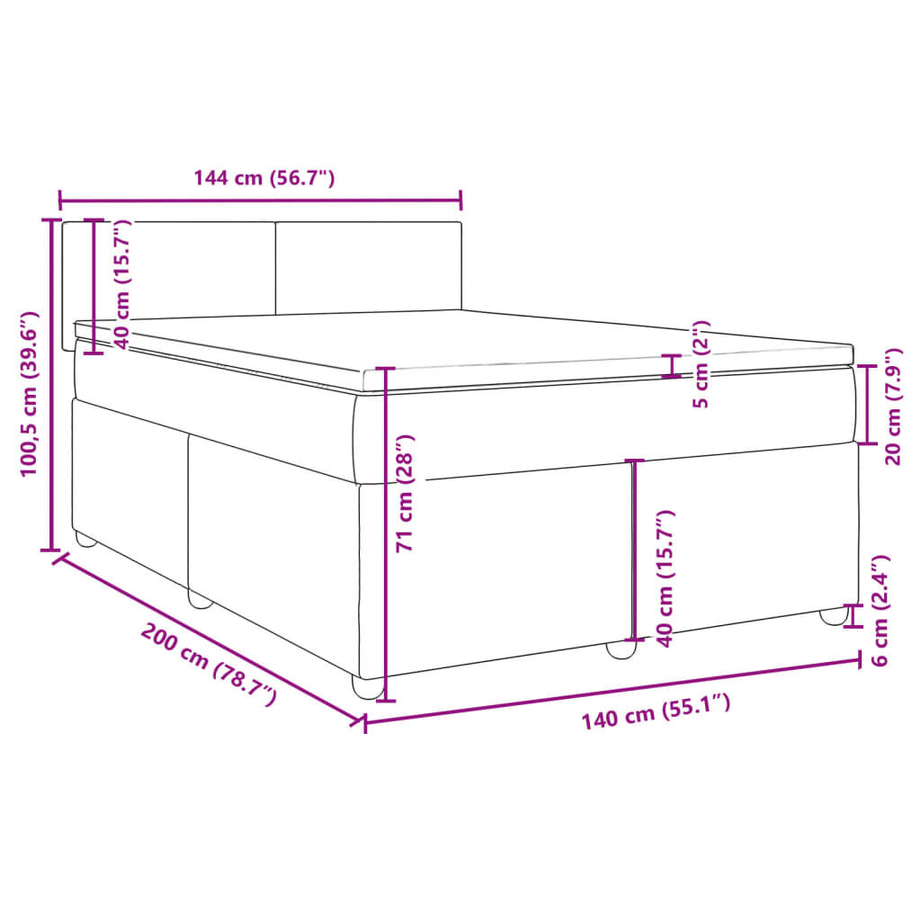 vidaXL Κρεβάτι Boxspring με Στρώμα Taupe 140x200 εκ. Υφασμάτινο