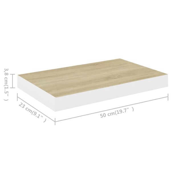 vidaXL Ράφια Τοίχου 2 τεμ. Δρυς/Άσπρο 50x23x3,8 εκ. MDF
