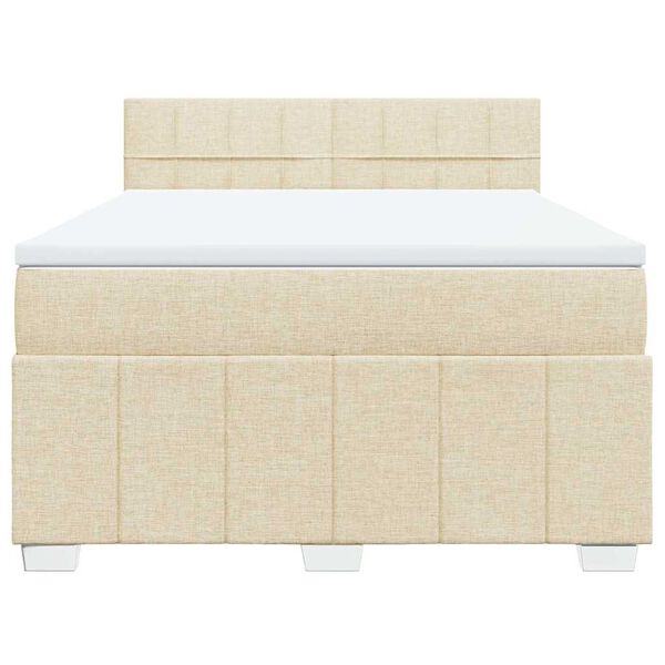 vidaXL &Kappa;&rho;&epsilon;&beta;ά&tau;&iota; Boxspring &mu;&epsilon; &Sigma;&tau;&rho;ώ&mu;&alpha; &Kappa;&rho;&epsilon;&mu; 140x190 &epsilon;&kappa;. &Upsilon;&phi;&alpha;&sigma;&mu;ά&tau;&iota;&nu;&omicron;