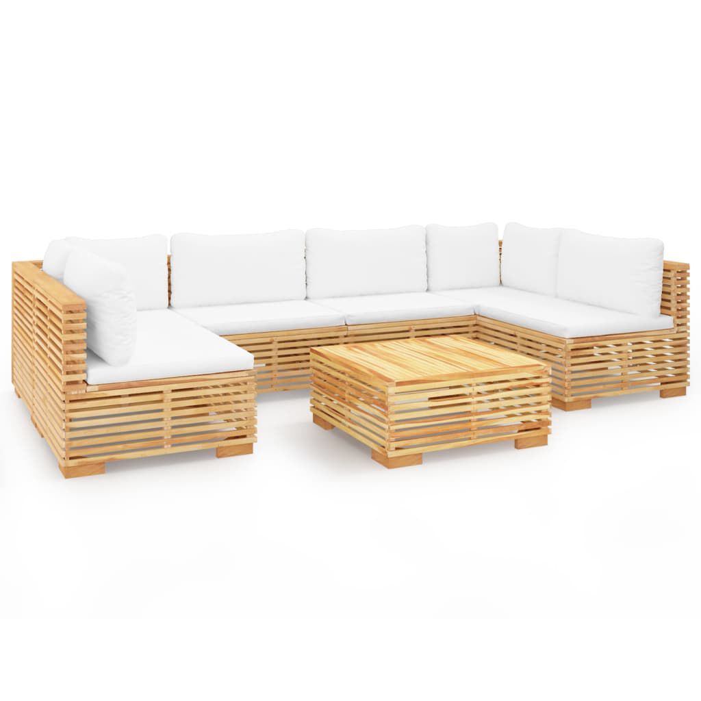vidaXL Σαλόνι Κήπου Σετ 7 Τεμαχίων από Μασίφ Ξύλο Teak με Μαξιλάρια