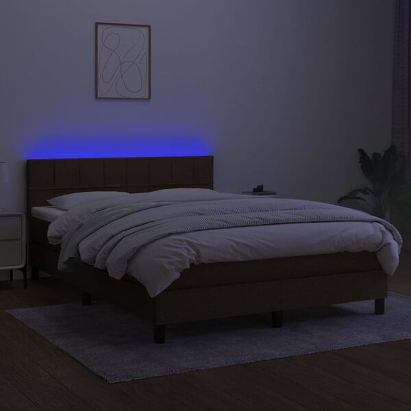 vidaXL &Kappa;&rho;&epsilon;&beta;ά&tau;&iota; Boxspring &mu;&epsilon; &Sigma;&tau;&rho;ώ&mu;&alpha; & LED &Sigma;&kappa;.&Kappa;&alpha;&phi;έ 140x190 &epsilon;&kappa; &Upsilon;&phi;&alpha;&sigma;&mu;ά&tau;&iota;&nu;&omicron;
