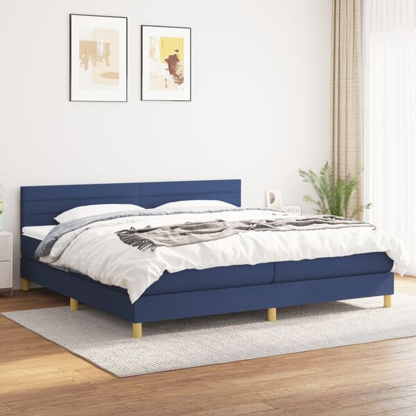 vidaXL &Kappa;&rho;&epsilon;&beta;ά&tau;&iota; Boxspring &mu;&epsilon; &Sigma;&tau;&rho;ώ&mu;&alpha; &Mu;&pi;&lambda;&epsilon; 200x200 &epsilon;&kappa;. &Upsilon;&phi;&alpha;&sigma;&mu;ά&tau;&iota;&nu;&omicron;