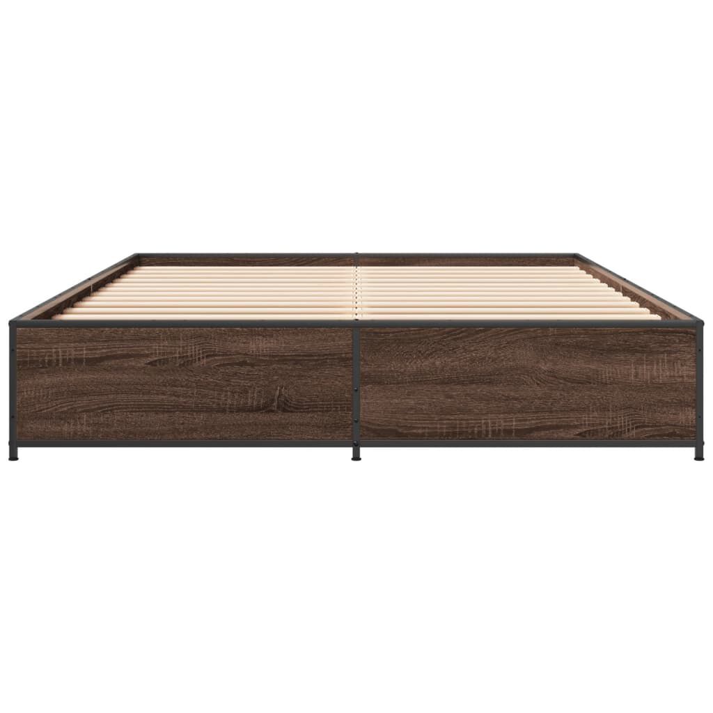 vidaXL Πλαίσιο Κρεβατιού Καφέ Δρυς 150x200 εκ. Επεξ. Ξύλο & Μέταλλο