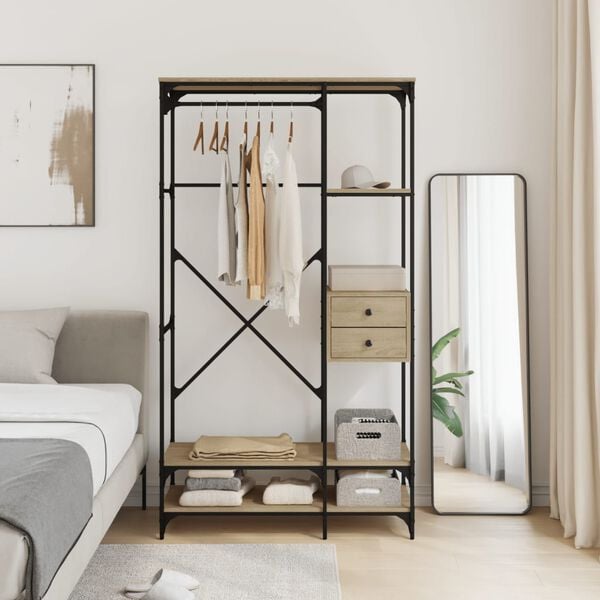 vidaXL Ντουλάπα με Συρτάρια Sonoma Δρυς 100x40x180 εκ. Επεξεργ. Ξύλο