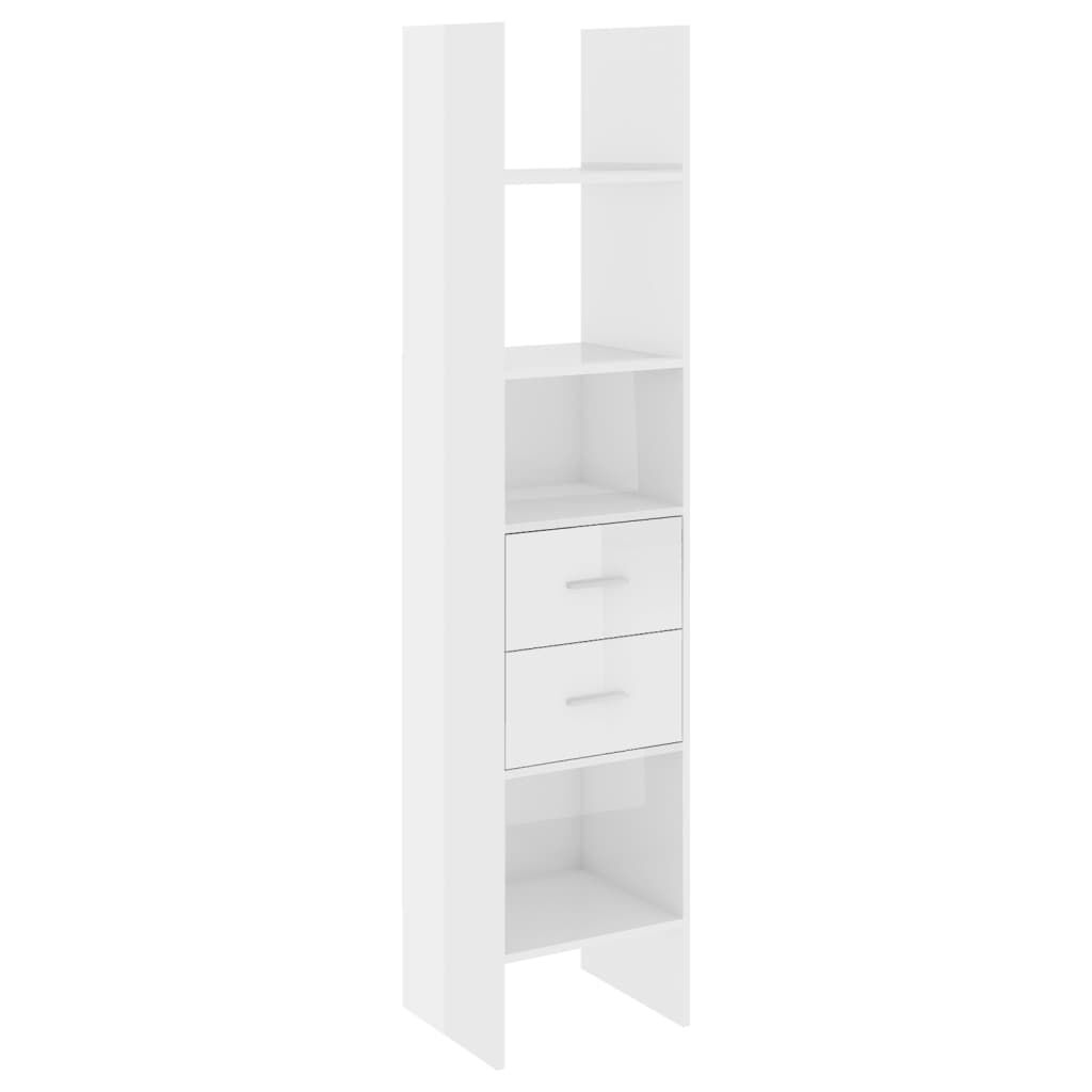 vidaXL Βιβλιοθήκη Γυαλιστερό Λευκό 40 x 35 x 180 εκ. από Επεξ. Ξύλο