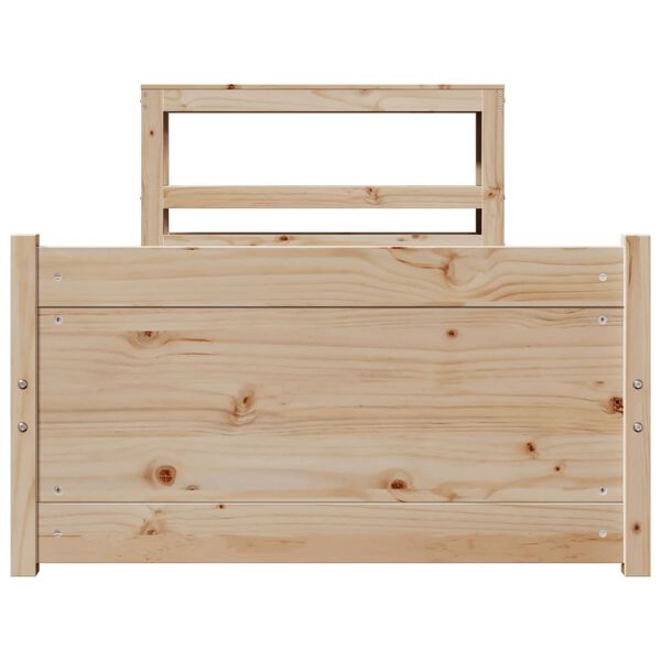 vidaXL Πλαίσιο Κρεβατιού με Κεφαλάρι 100 x 200εκ. Μασίφ Ξύλο Πεύκου