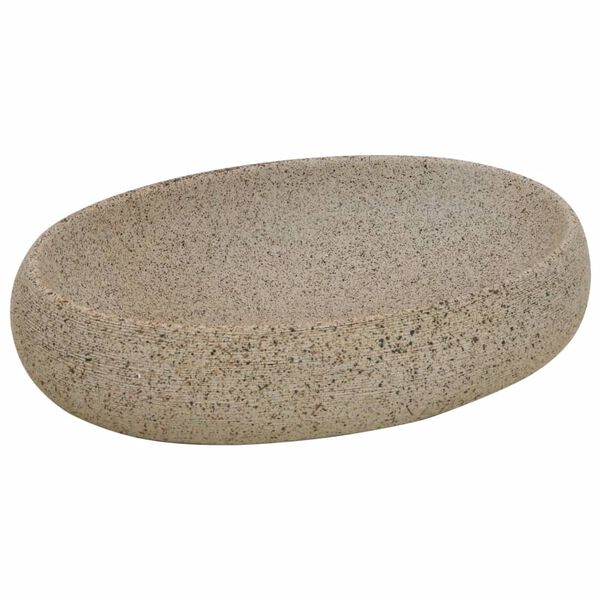 vidaXL Νιπτήρας Οβάλ Χρώμα Άμμου 59 x 40 x 15 εκ. Κεραμικός