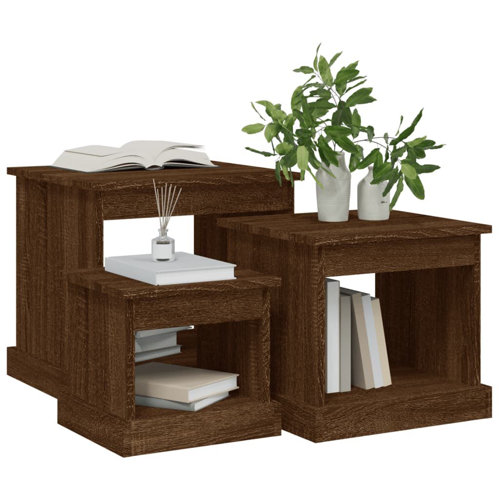 vidaXL Τραπεζάκια Σαλονιού 3 τεμ Brown Oak Επεξ. Ξύλο