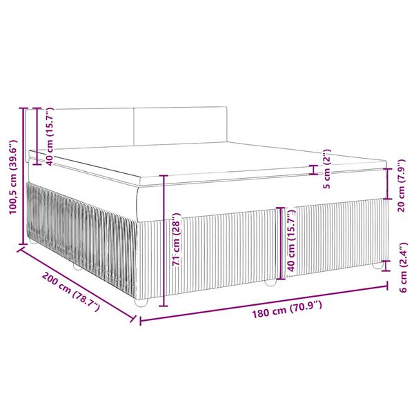 vidaXL Κρεβάτι Boxspring με Στρώμα Σκούρο Καφέ 180x200 εκ Υφασμάτινο