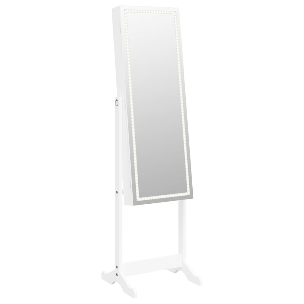vidaXL Έπιπλο Κοσμημάτων με Καθρέφτη & LED Φώτα Επιδαπέδιο Λευκό