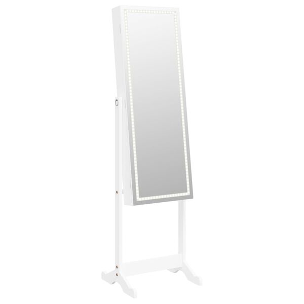 vidaXL Έπιπλο Κοσμημάτων με Καθρέφτη & LED Φώτα Επιδαπέδιο Λευκό