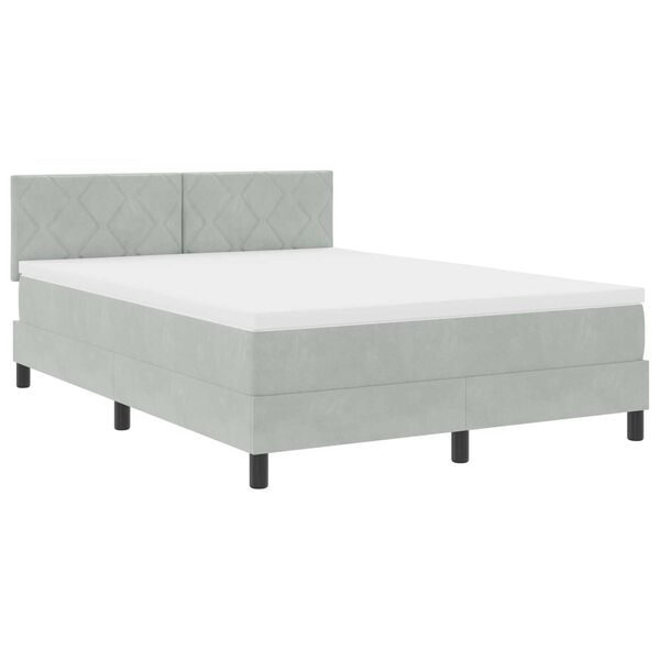 vidaXL Κρεβάτι με Στρώμα Light Grey 140x190 εκ Βελούδο