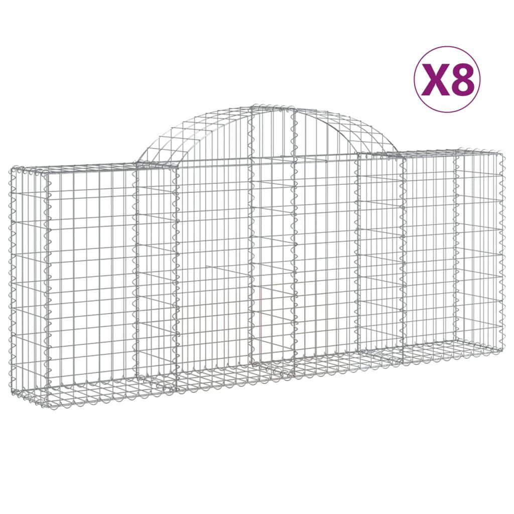 vidaXL Συρματοκιβώτια Τοξωτά 8 τεμ. 200x30x80/100 εκ. Γαλβαν. Ατσάλι