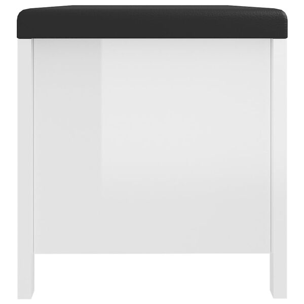 vidaXL Κουτί Αποθήκευσης Γυαλ. Λευκό 105x40x45εκ. Μοριοσαν. & Μαξιλάρι