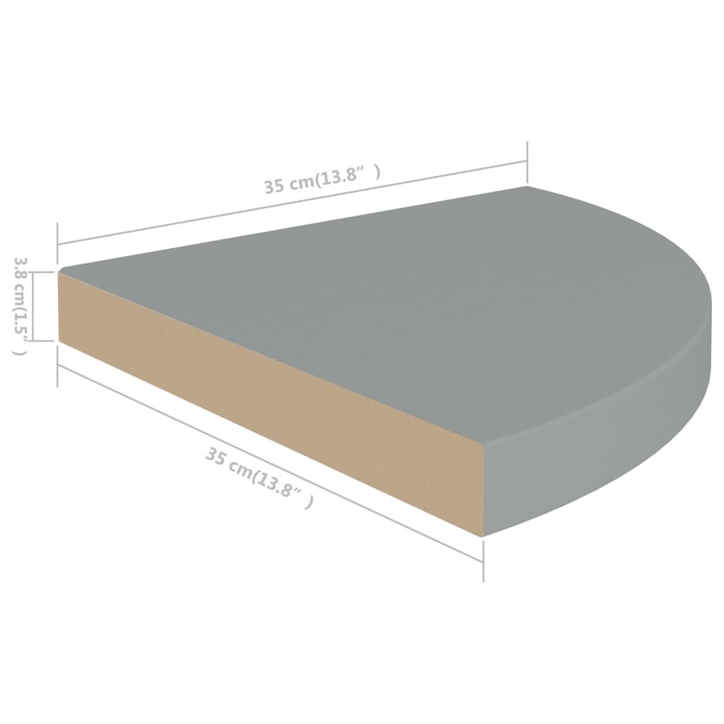 vidaXL Ράφι Τοίχου Γωνιακό Γκρι 35x35x3,8 εκ. από MDF
