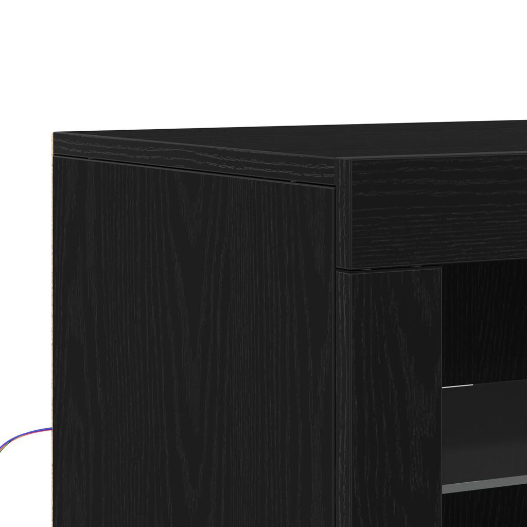 vidaXL Μπουφέ με LED Φωτιστικά Μαύρη Δρυς 60,5x37x67 εκ.